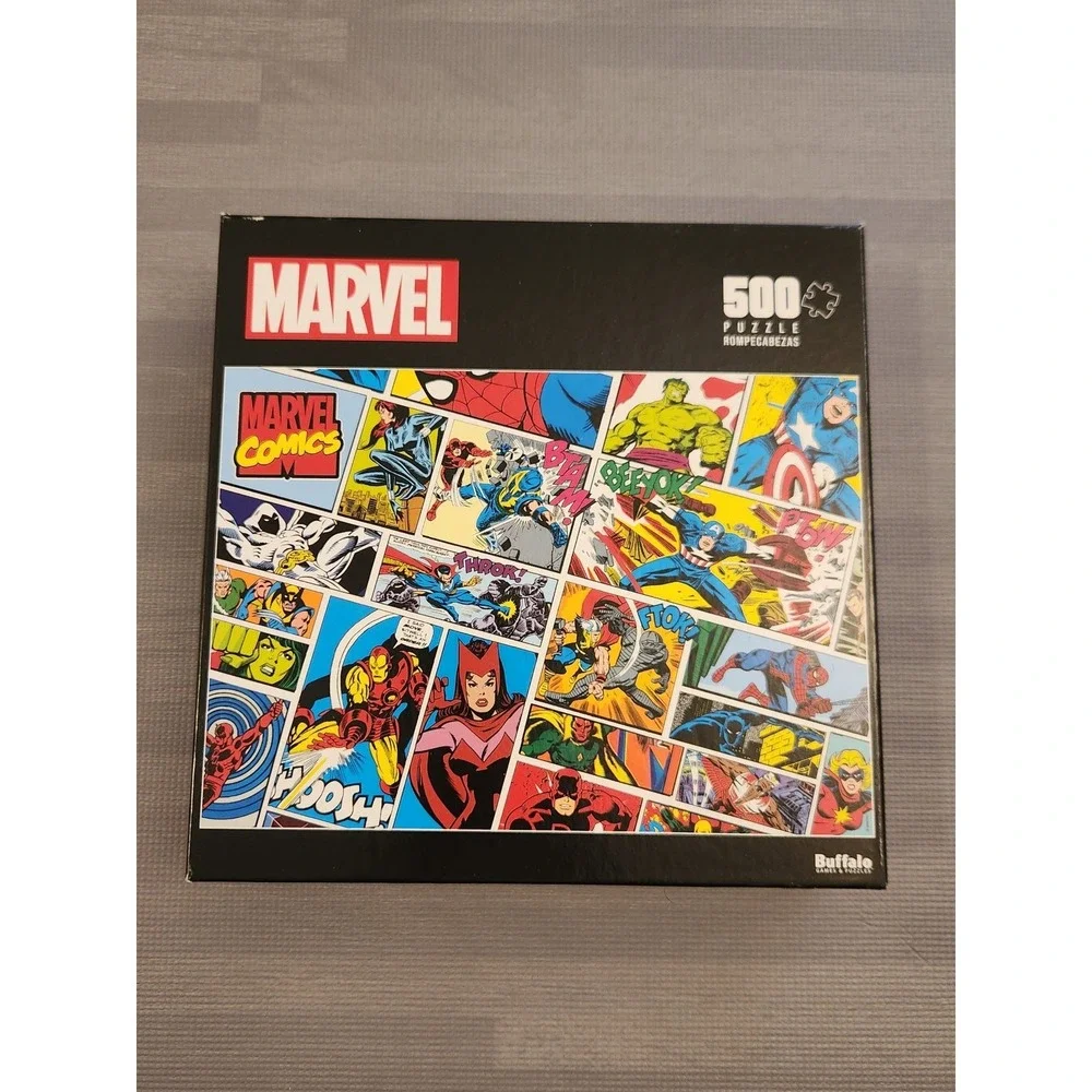 Marvel Comics 500 Piece Jigsaw Puzzle Buffalo Games Avengers Retro Comic Collage